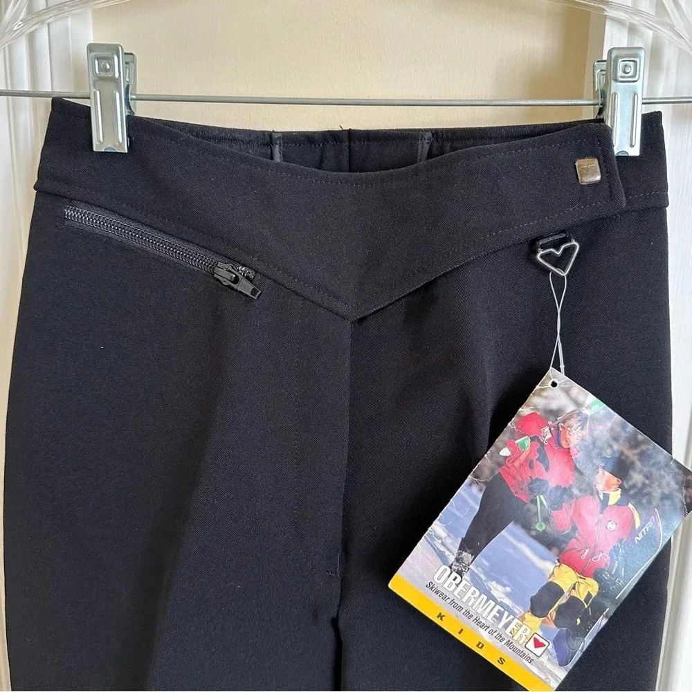 Vintage NWT Obermeyer Kids size 14 Black Wool Blend Stirrup Ski‎ Pants Stretch